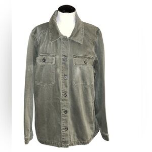 Dear John green large button up Shacket denim outdoors spring earthy work wear